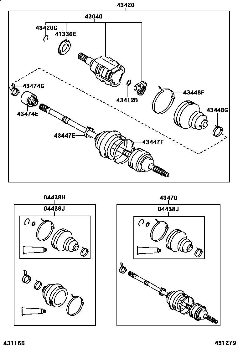 Toyota COROLLA Front Drive Shaft EPC diagram — 431279