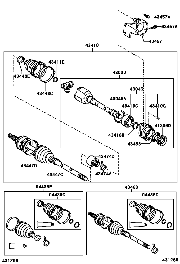 Toyota COROLLA Front Drive Shaft EPC diagram — 431280