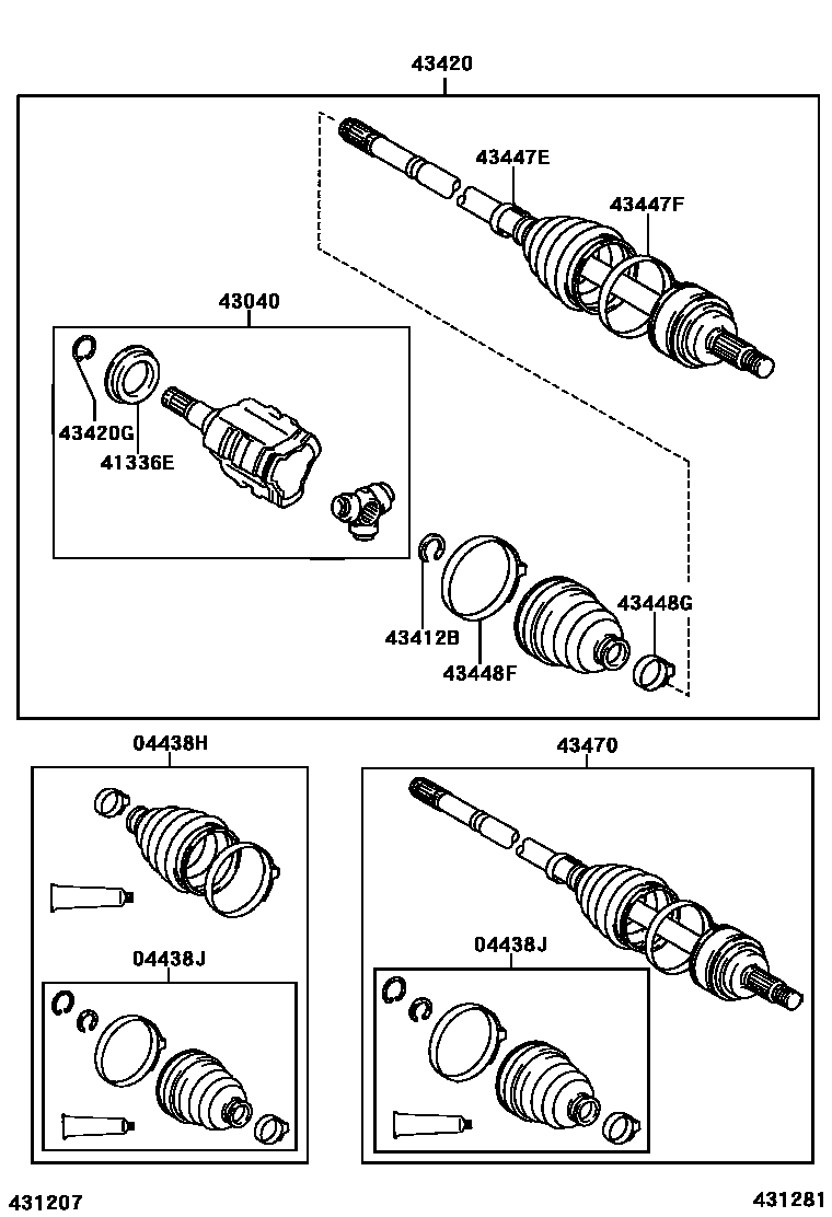 Toyota COROLLA Front Drive Shaft EPC diagram — 431281