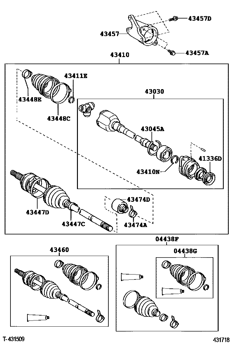Toyota COROLLA Front Drive Shaft EPC diagram — 431718