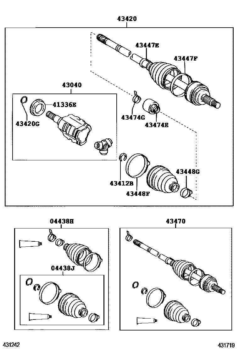 Toyota COROLLA Front Drive Shaft EPC diagram — 431719