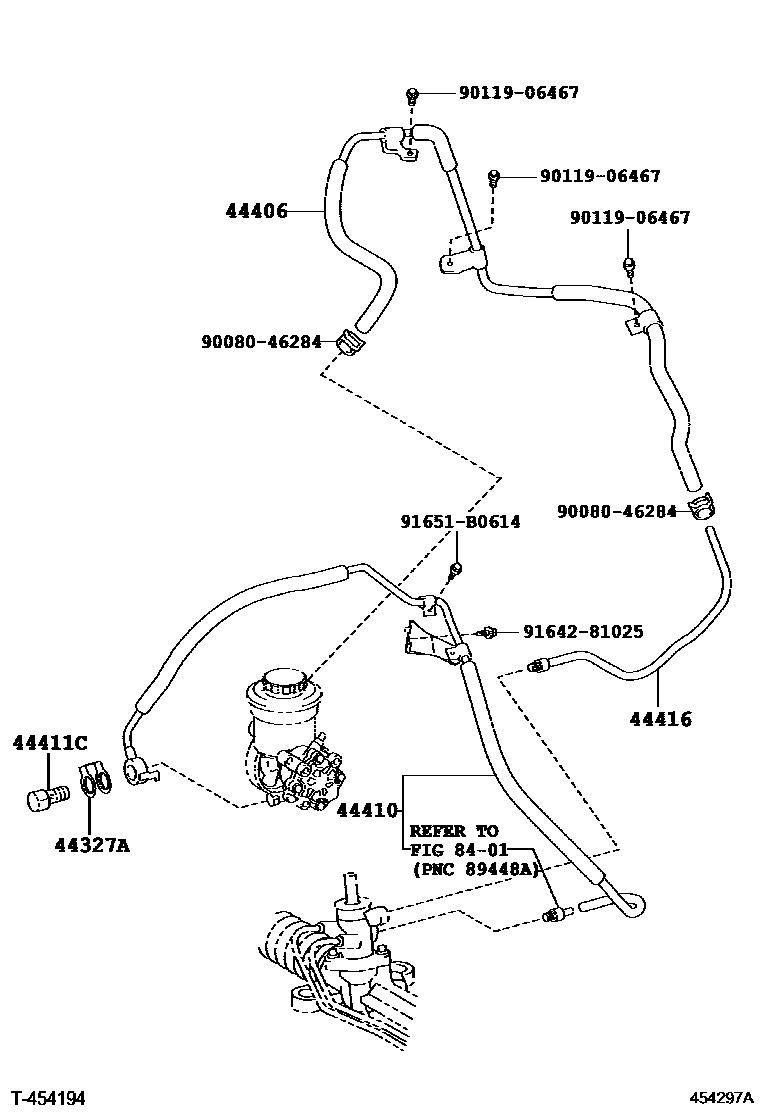 Toyota COROLLA 动力转向配管 EPC diagram — 454297A