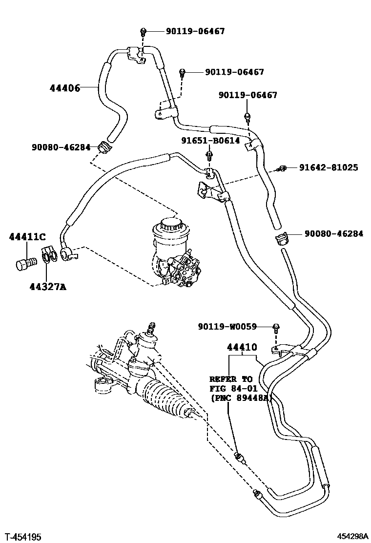 Toyota COROLLA 动力转向配管 EPC diagram — 454298A