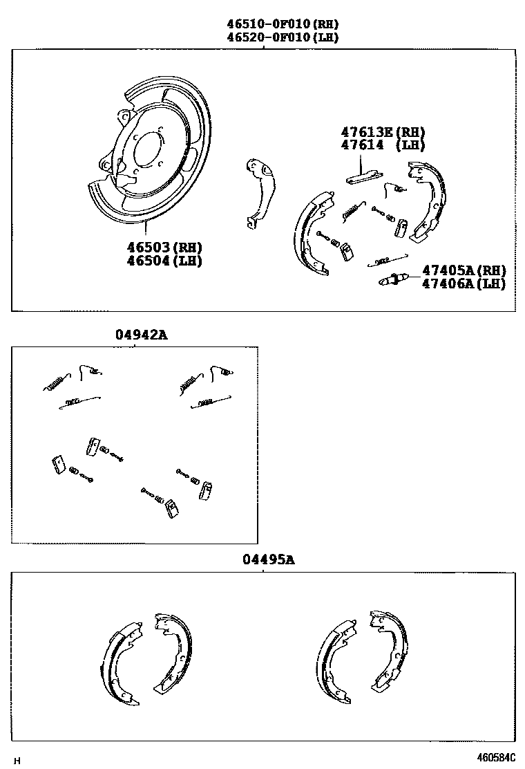 Toyota COROLLA Parking Brake & Cable EPC diagram — 460584C