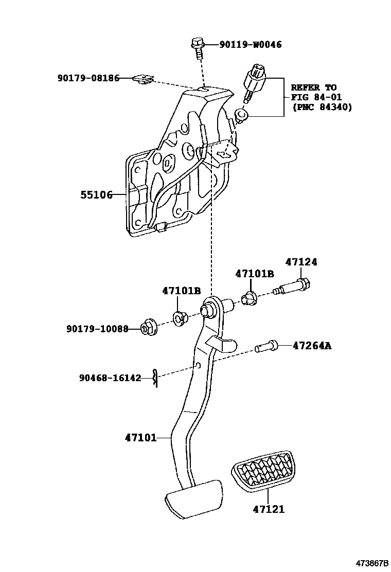 Toyota COROLLA Brake Pedal & Bracket EPC diagram — 473867B