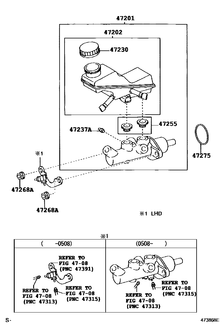 Toyota COROLLA 制动总泵 EPC diagram — 473868E