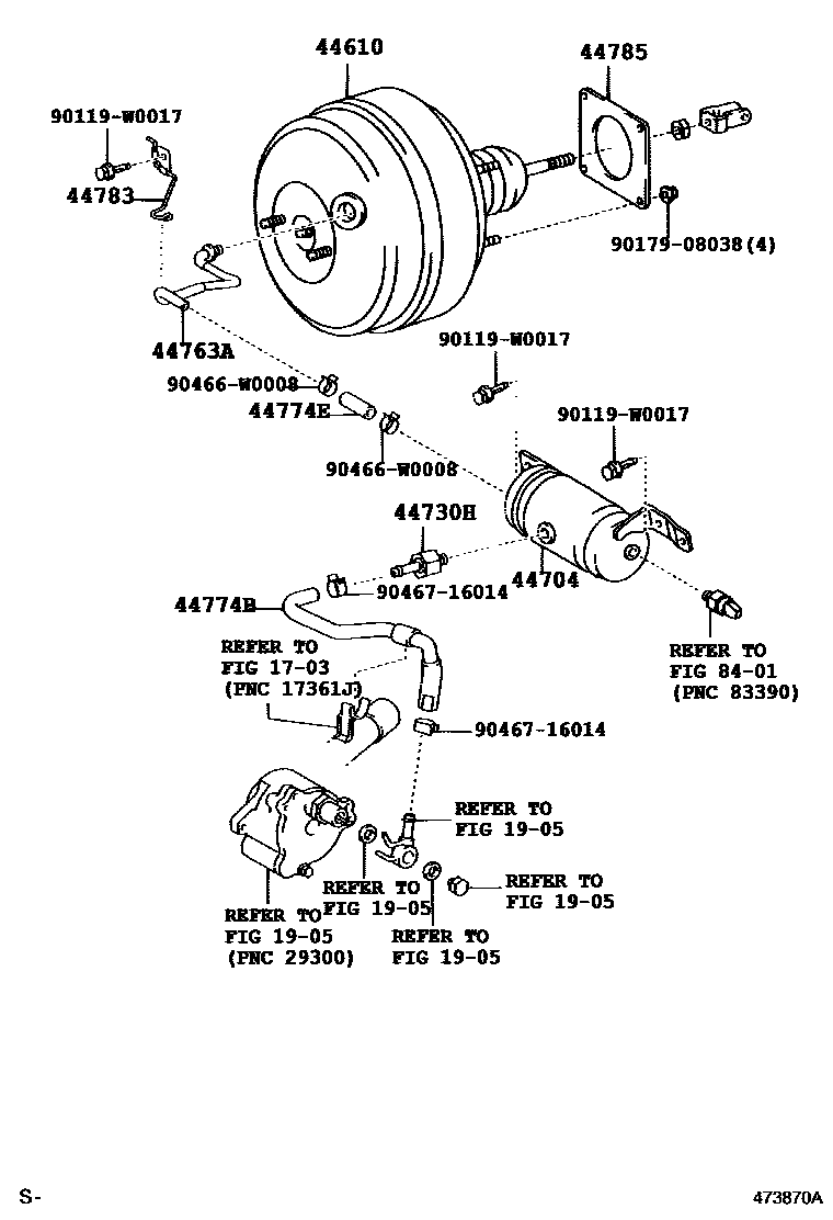 Toyota COROLLA 制动助力器和真空管 EPC diagram — 473870A