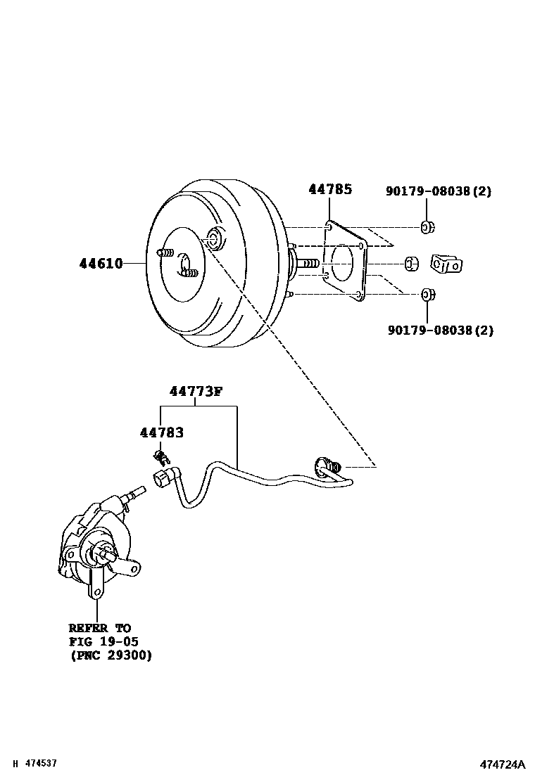 Toyota COROLLA 制动助力器和真空管 EPC diagram — 474724A