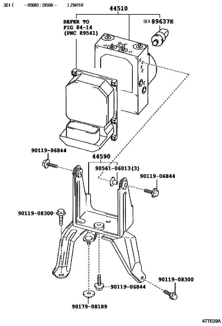 Toyota COROLLA 制动配管和卡箍 EPC diagram — 477039A