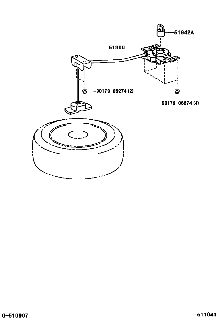Toyota COROLLA Spare tire rack EPC diagram — 511041