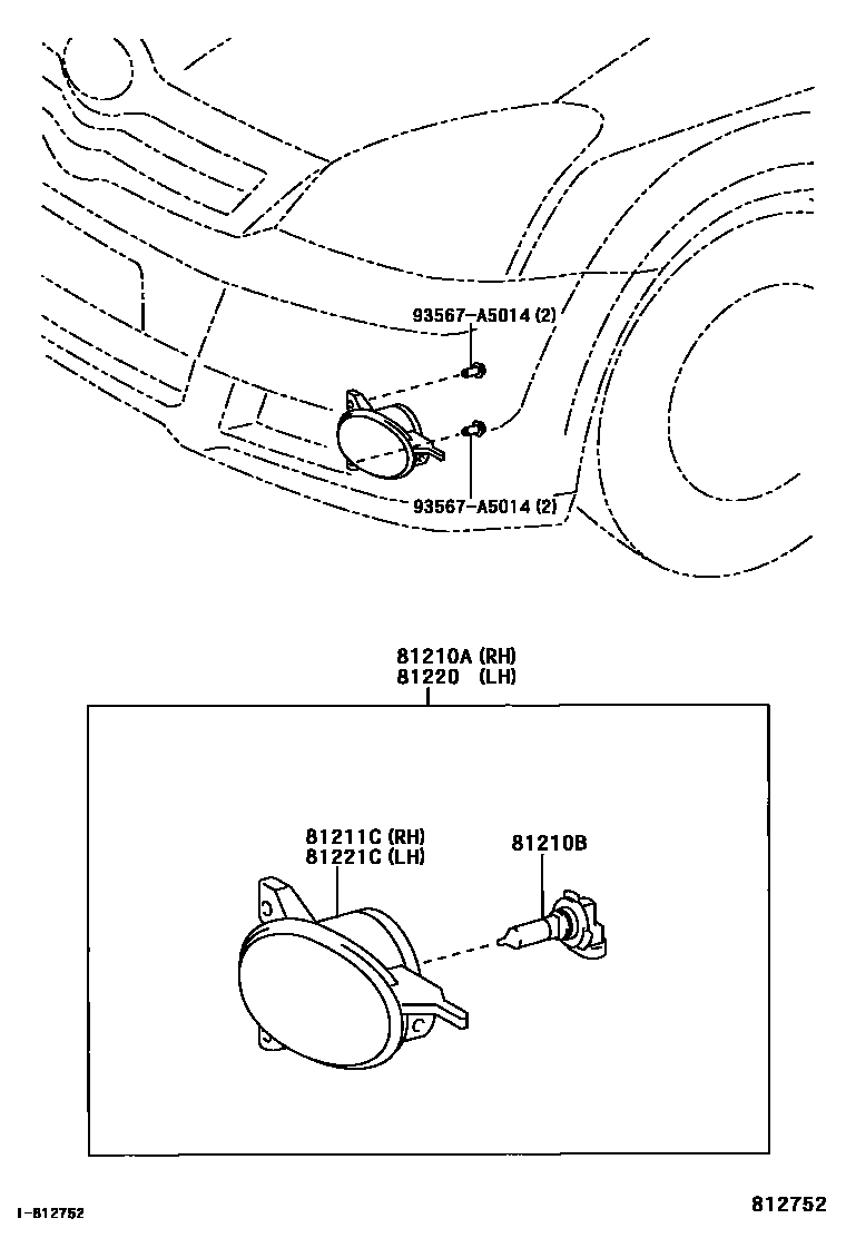 Toyota COROLLA Fog Lamp EPC diagram — 812752