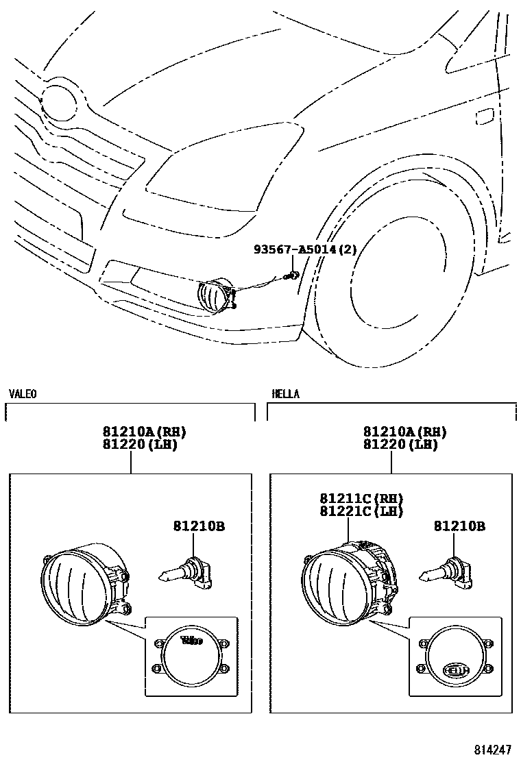 Toyota COROLLA Fog Lamp EPC diagram — 814247