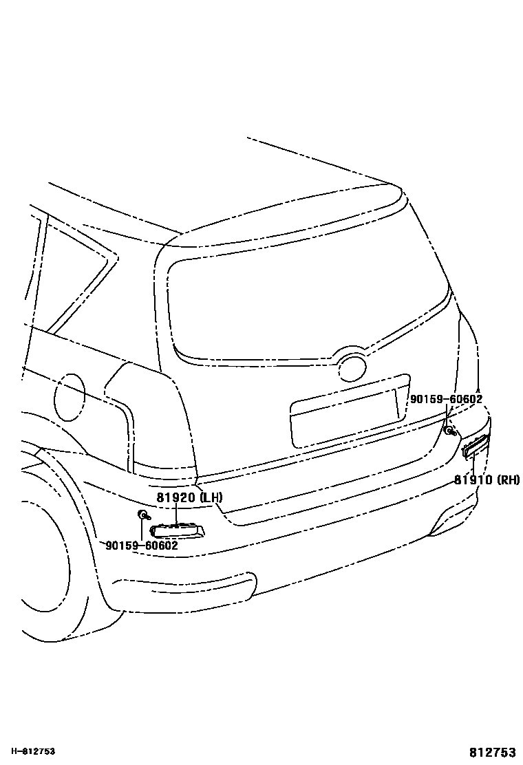Toyota COROLLA reflector EPC diagram — 812753