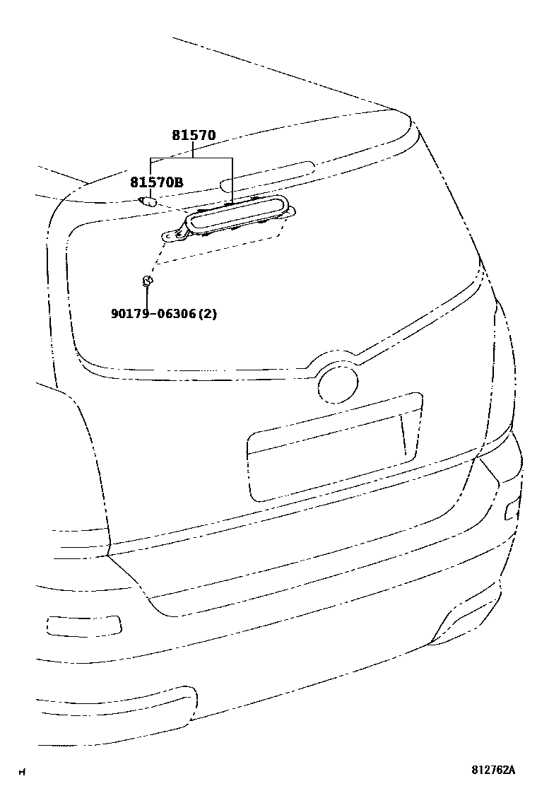 Toyota COROLLA 高位刹车灯 EPC diagram — 812762A
