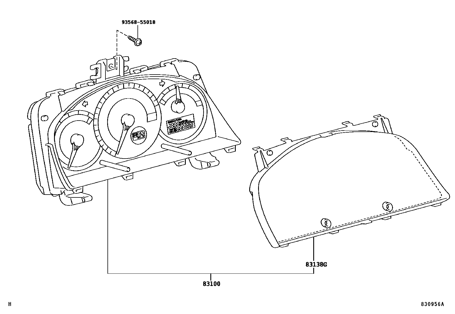 Toyota COROLLA 仪表 EPC diagram — 830956A