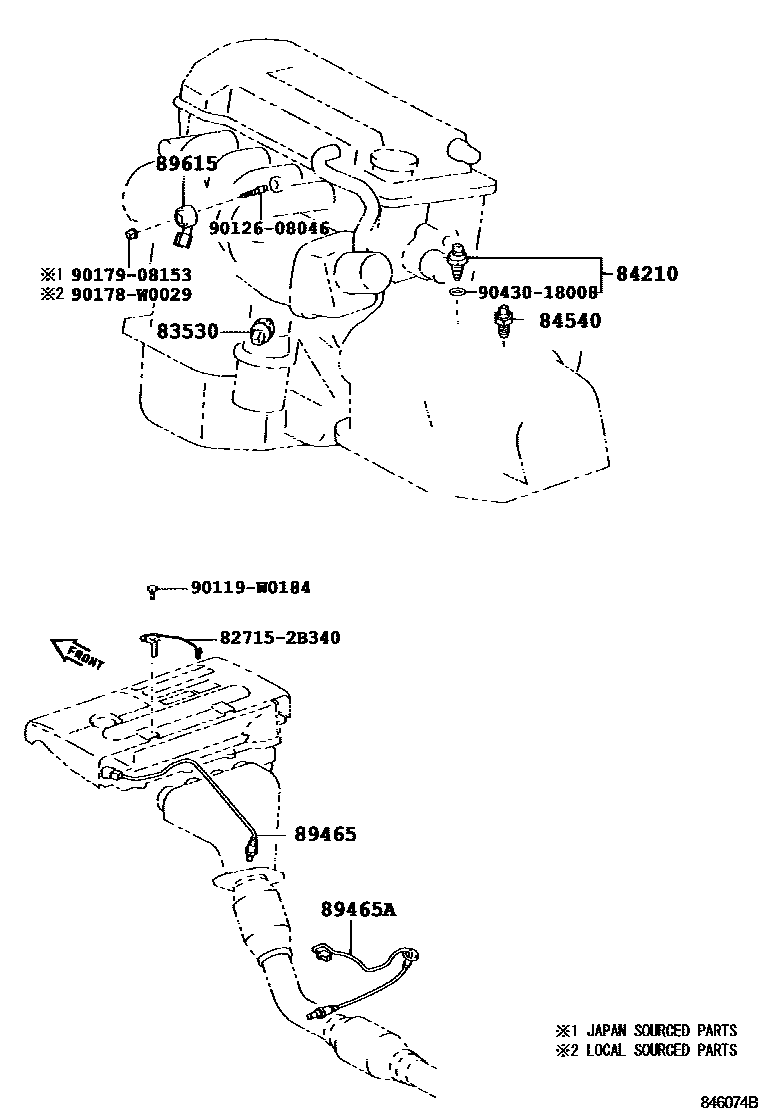 Toyota COROLLA 开关和继电器和ECU EPC diagram — 846074B