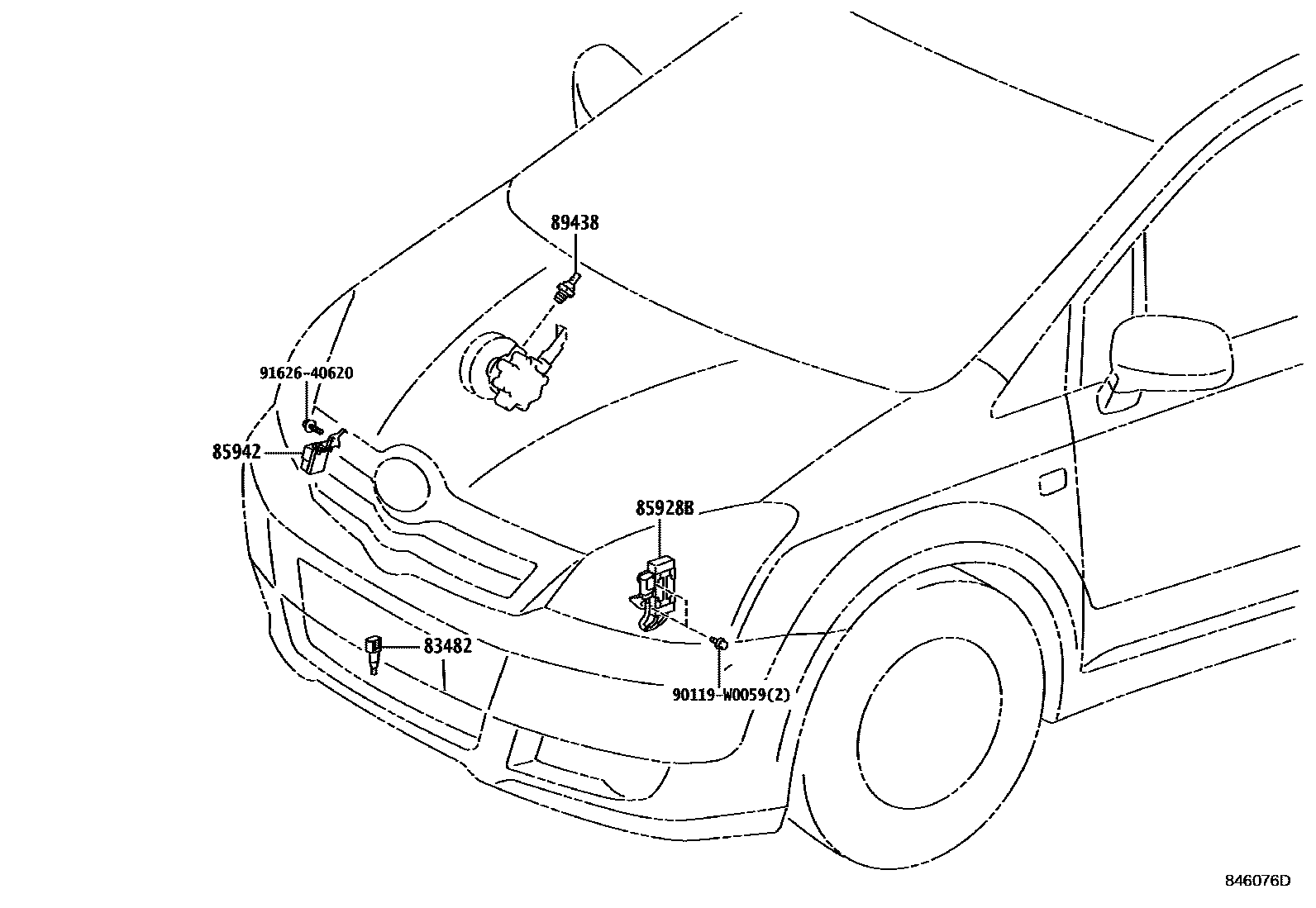 Toyota COROLLA 开关和继电器和ECU EPC diagram — 846076D