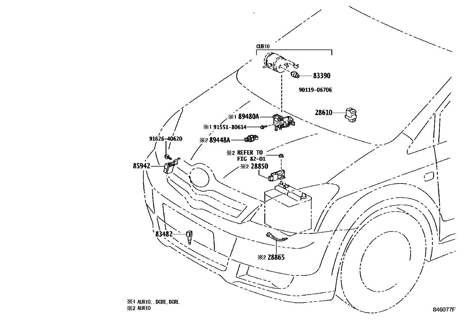 Toyota COROLLA 开关和继电器和ECU EPC diagram — 846077F