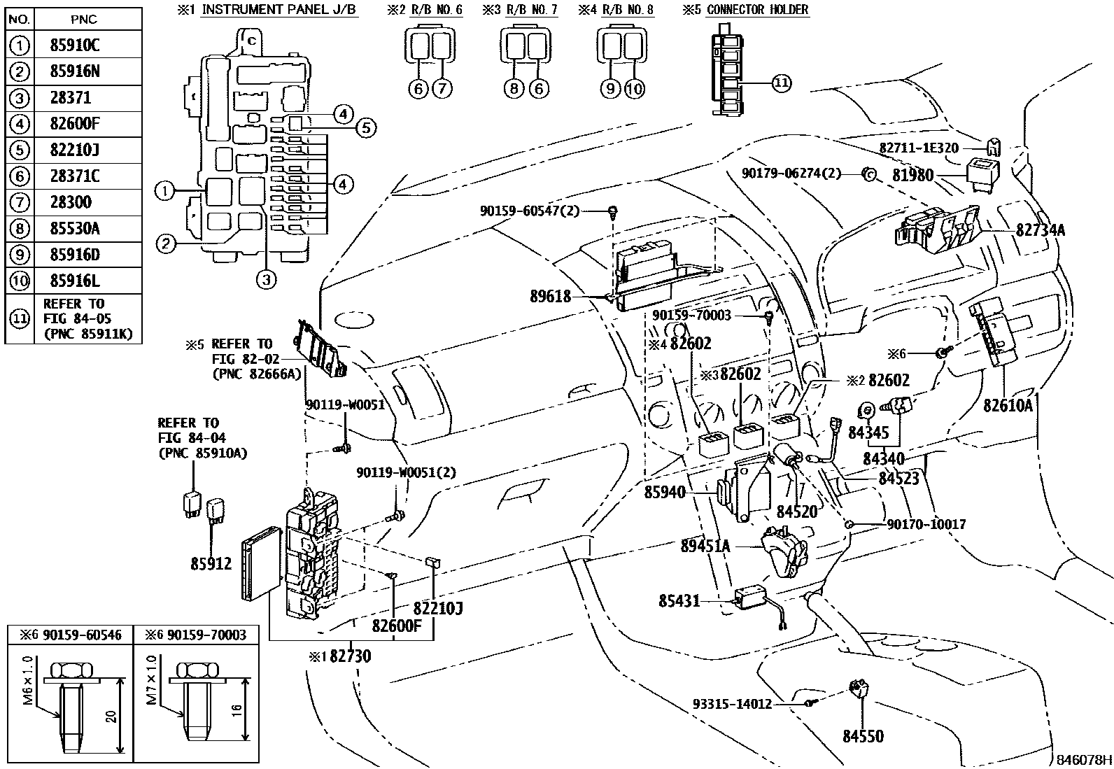 Toyota COROLLA 开关和继电器和ECU EPC diagram — 846078H