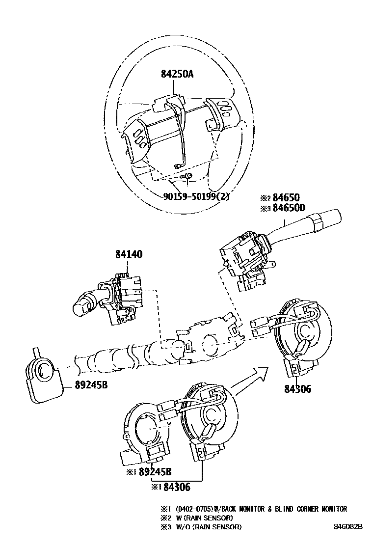 Toyota COROLLA 开关和继电器和ECU EPC diagram — 846082B