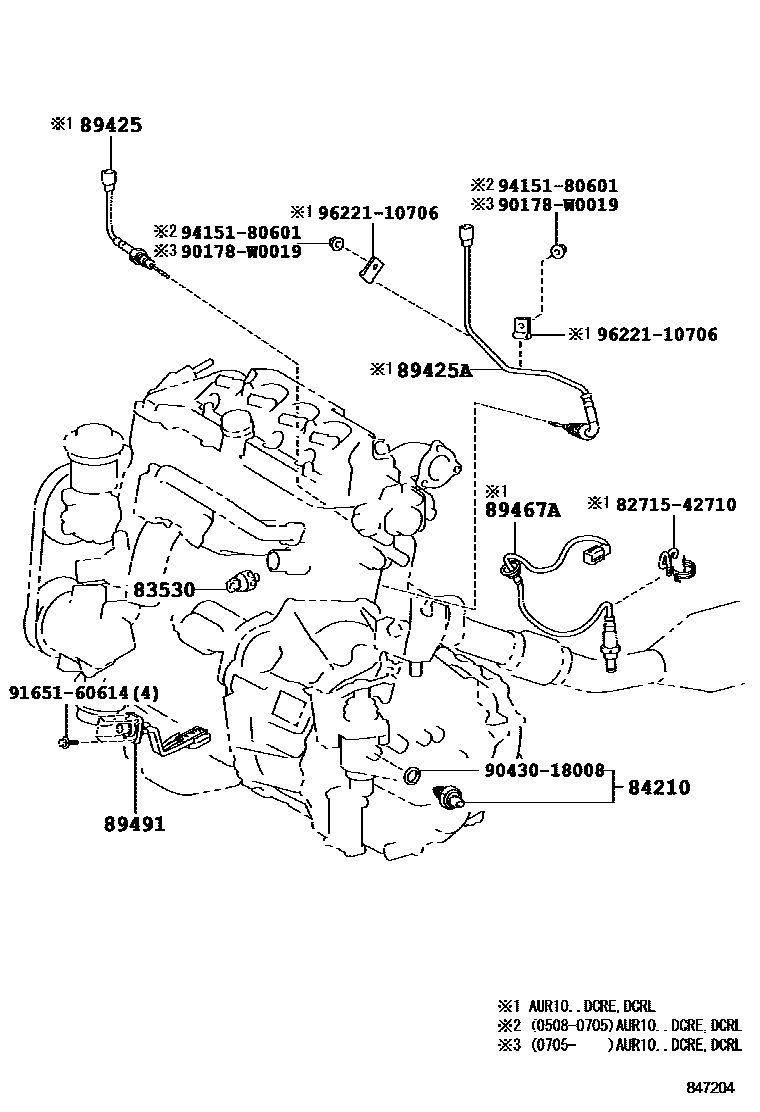 Toyota COROLLA 开关和继电器和ECU EPC diagram — 847204B