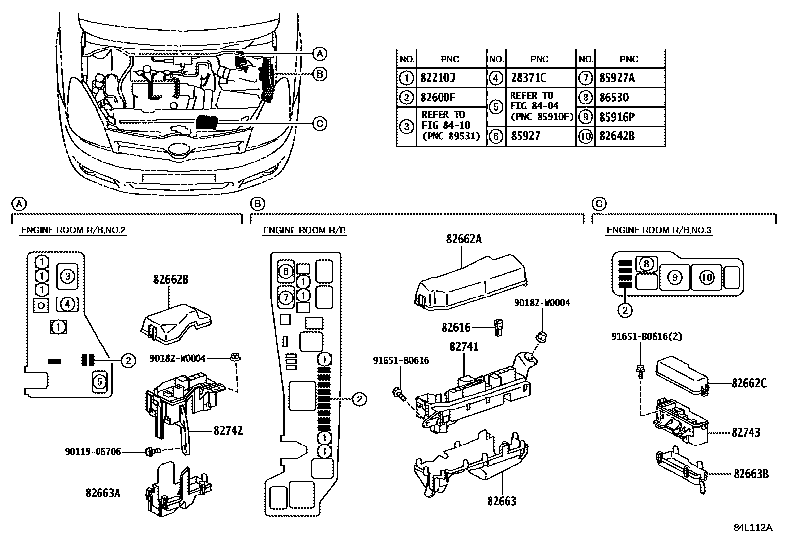Toyota COROLLA 开关和继电器和ECU EPC diagram — 84L112A