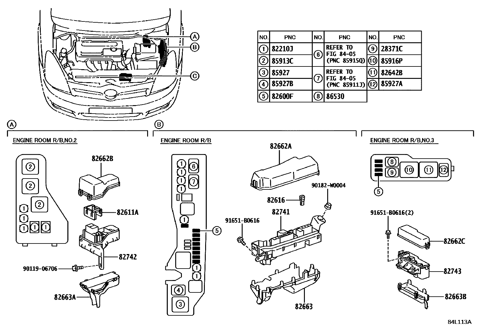 Toyota COROLLA 开关和继电器和ECU EPC diagram — 84L113A