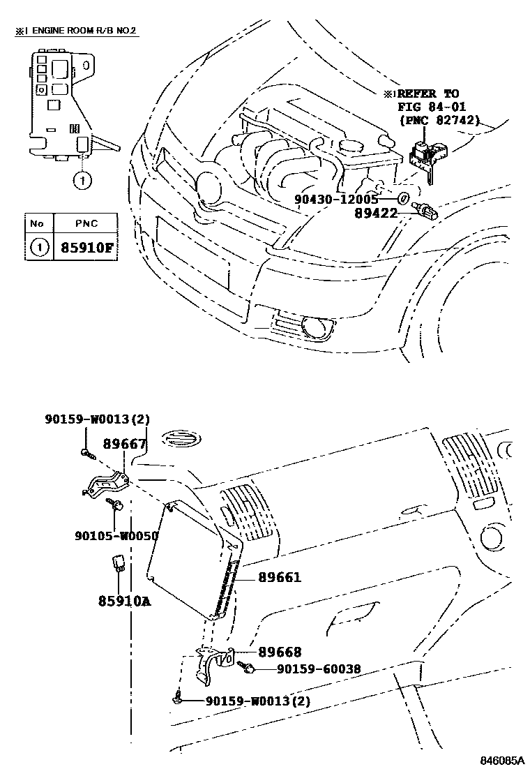 Toyota COROLLA 电子燃油喷射系统 EPC diagram — 846085A