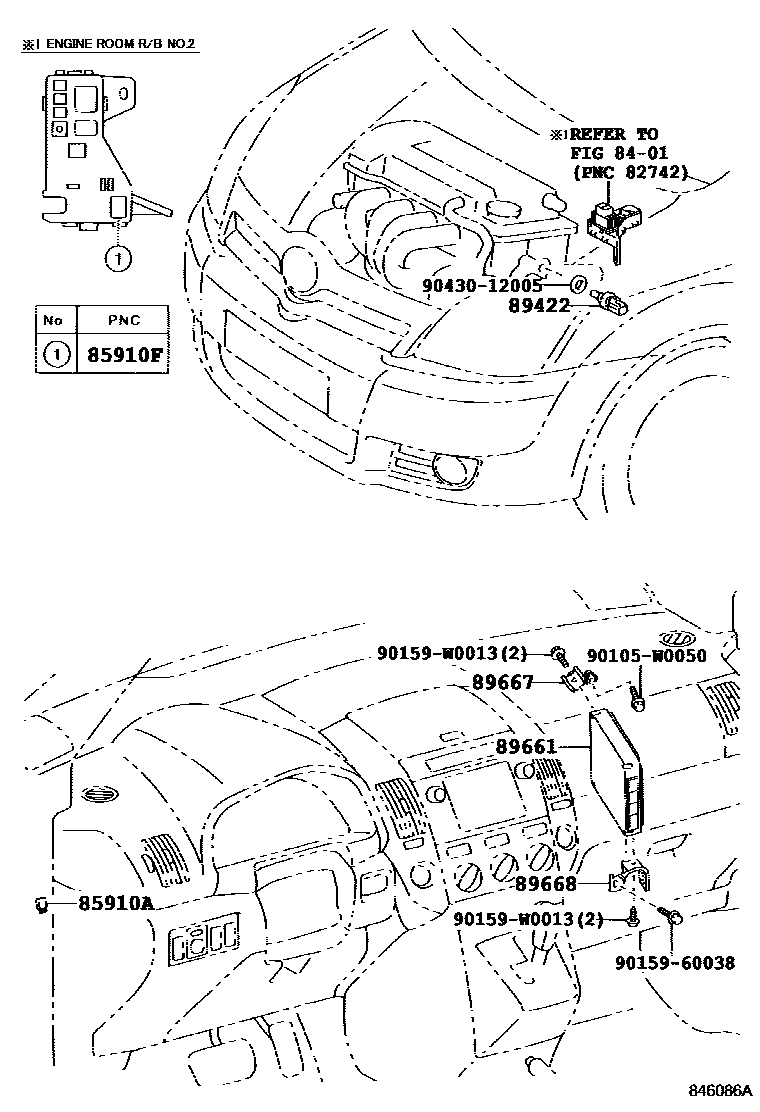 Toyota COROLLA 电子燃油喷射系统 EPC diagram — 846086A