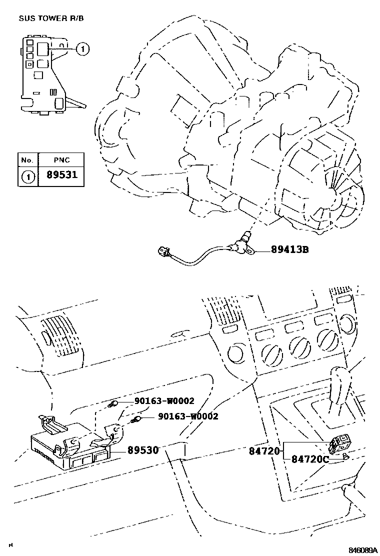 Toyota COROLLA 超速档和电子控制变速器 EPC diagram — 846089A