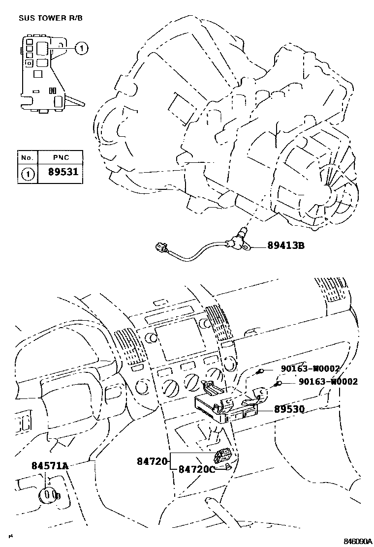 Toyota COROLLA 超速档和电子控制变速器 EPC diagram — 846090A
