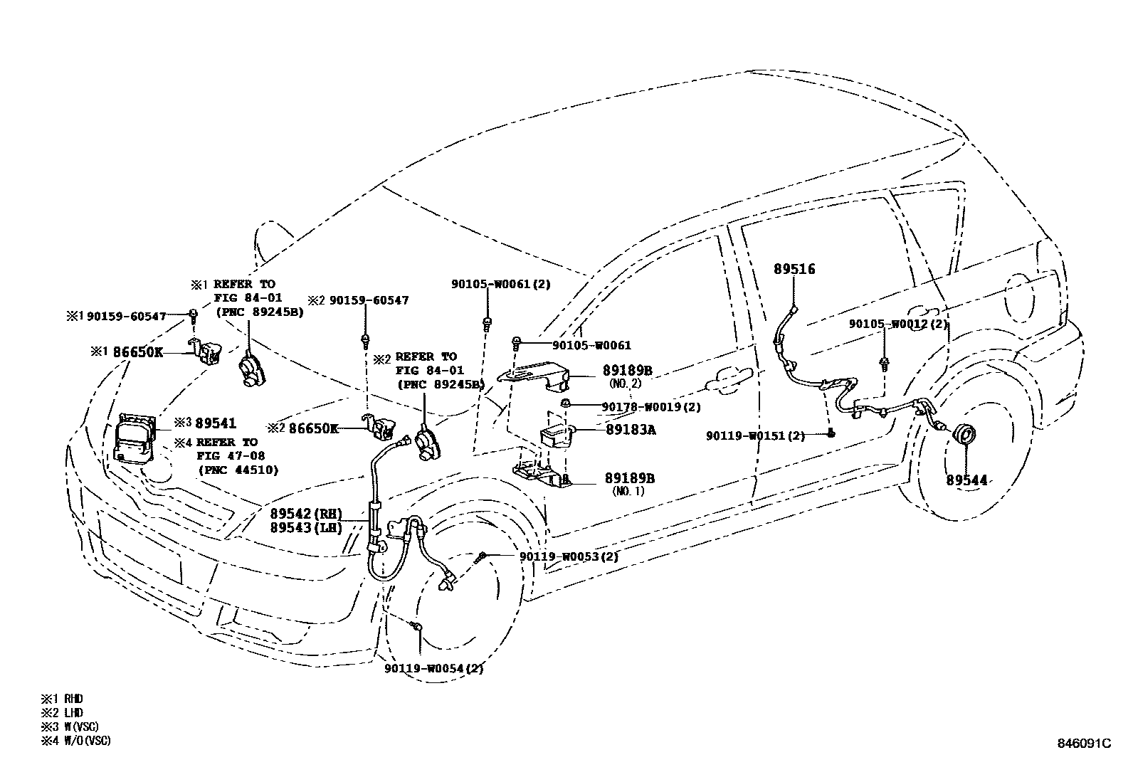Toyota COROLLA ABS 和 VSC EPC diagram — 846091C
