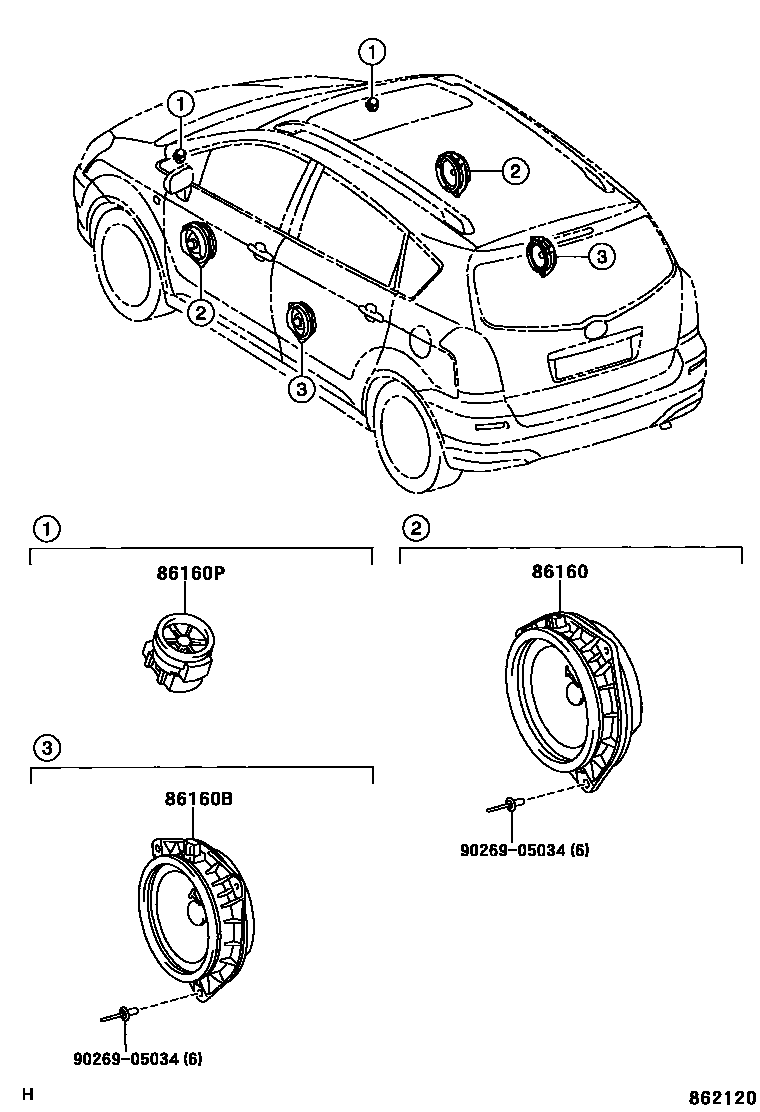 Toyota COROLLA 扬声器 EPC diagram — 862120