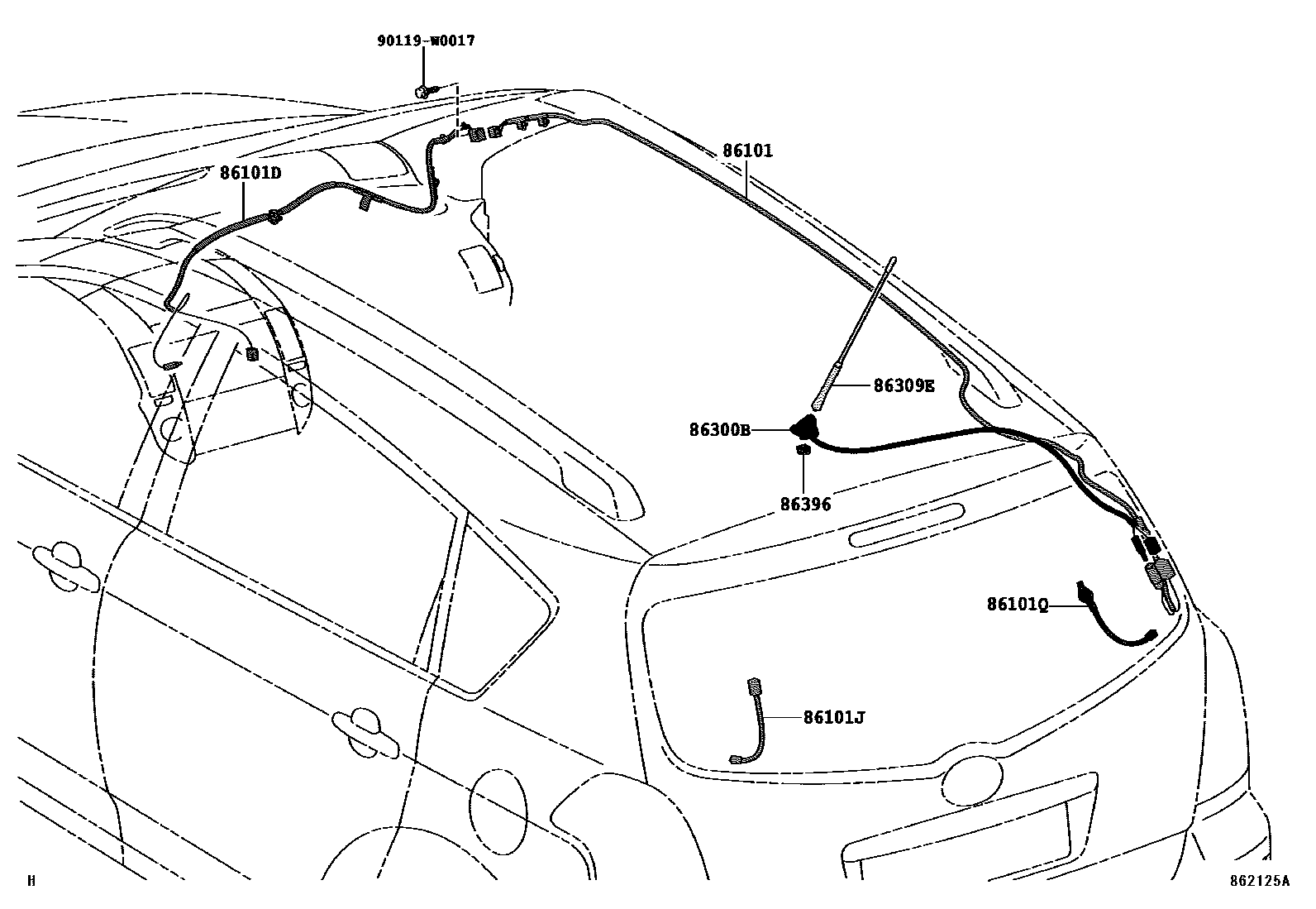 Toyota COROLLA antenna EPC diagram — 862125A