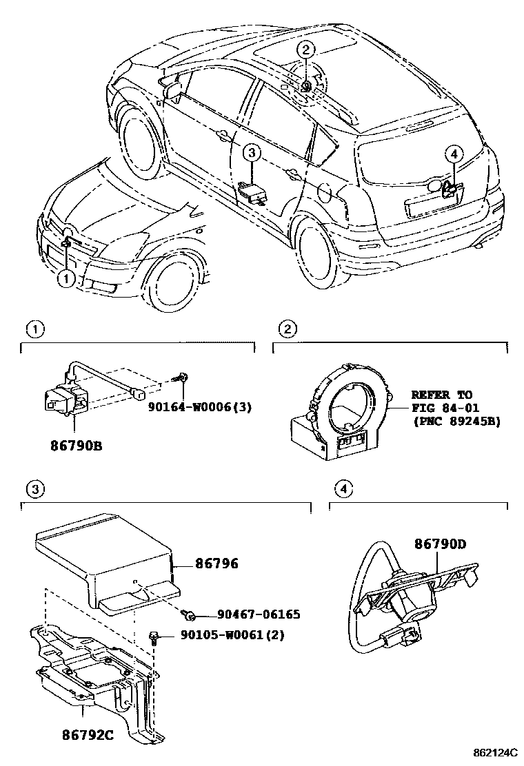 Toyota COROLLA 倒车影像和摄像头 EPC diagram — 862124C