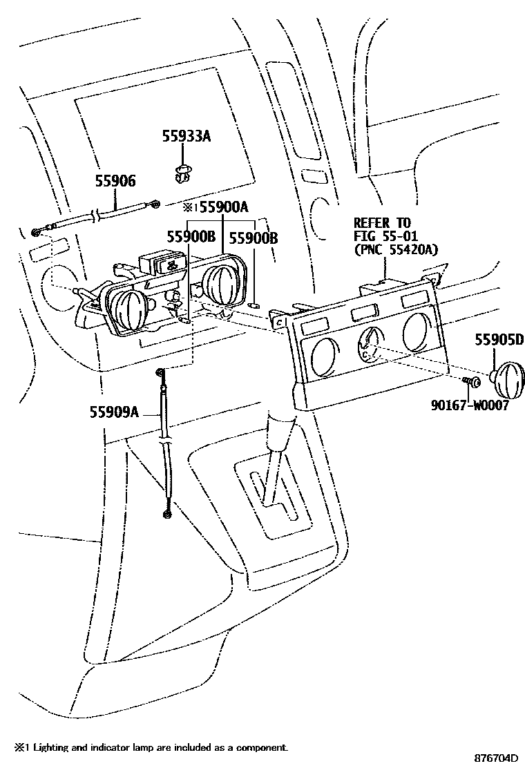 Toyota COROLLA 暖风和空调系统 - 控制器和风管 EPC diagram — 876704D