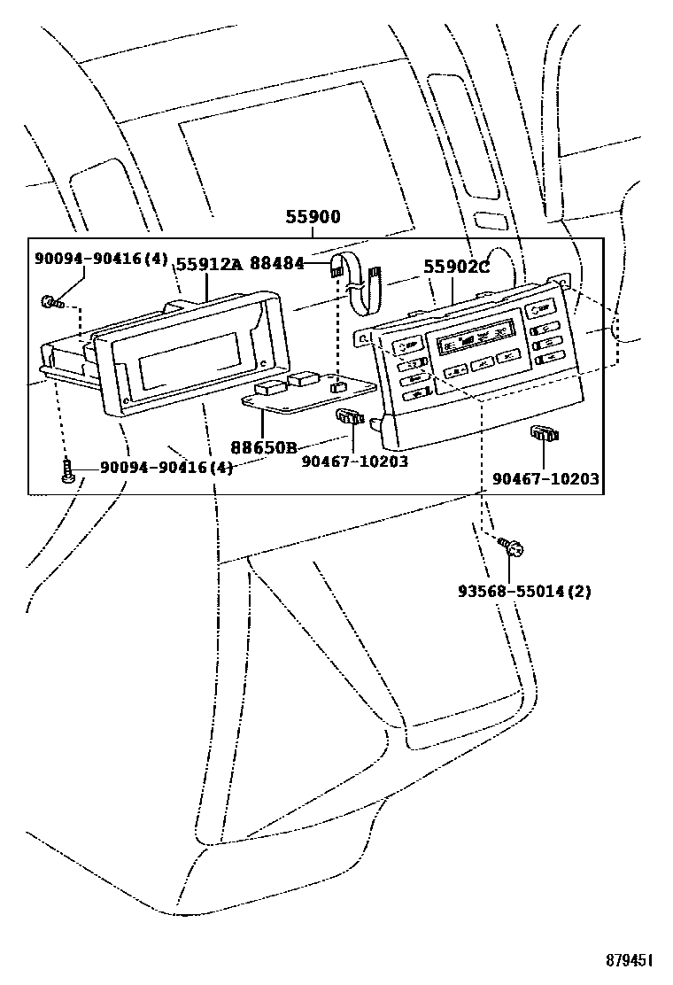 Toyota COROLLA 暖风和空调系统 - 控制器和风管 EPC diagram — 879451