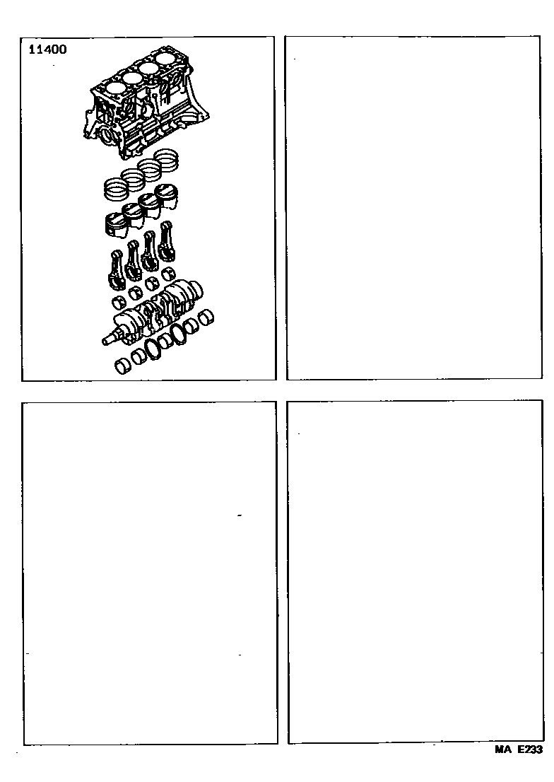 Toyota COROLLA Short Block Assembly EPC diagram — MAE233
