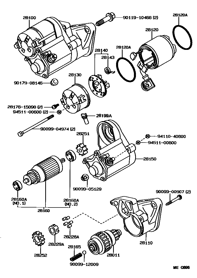 Toyota COROLLA 起动机 EPC diagram — MEQ896