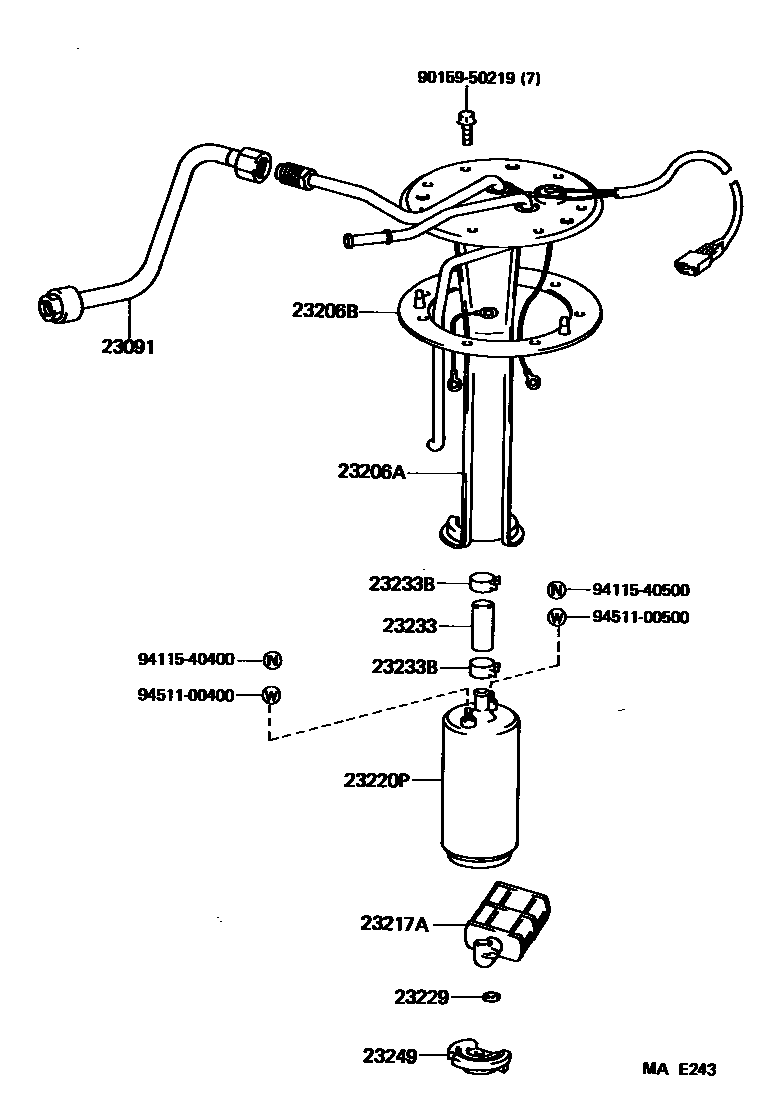Toyota COROLLA 燃油喷射系统 EPC diagram — MAE243