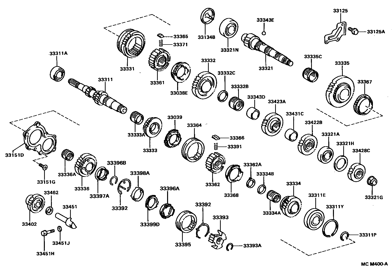 Toyota COROLLA 变速器齿轮(MTM) EPC diagram — MCM400A