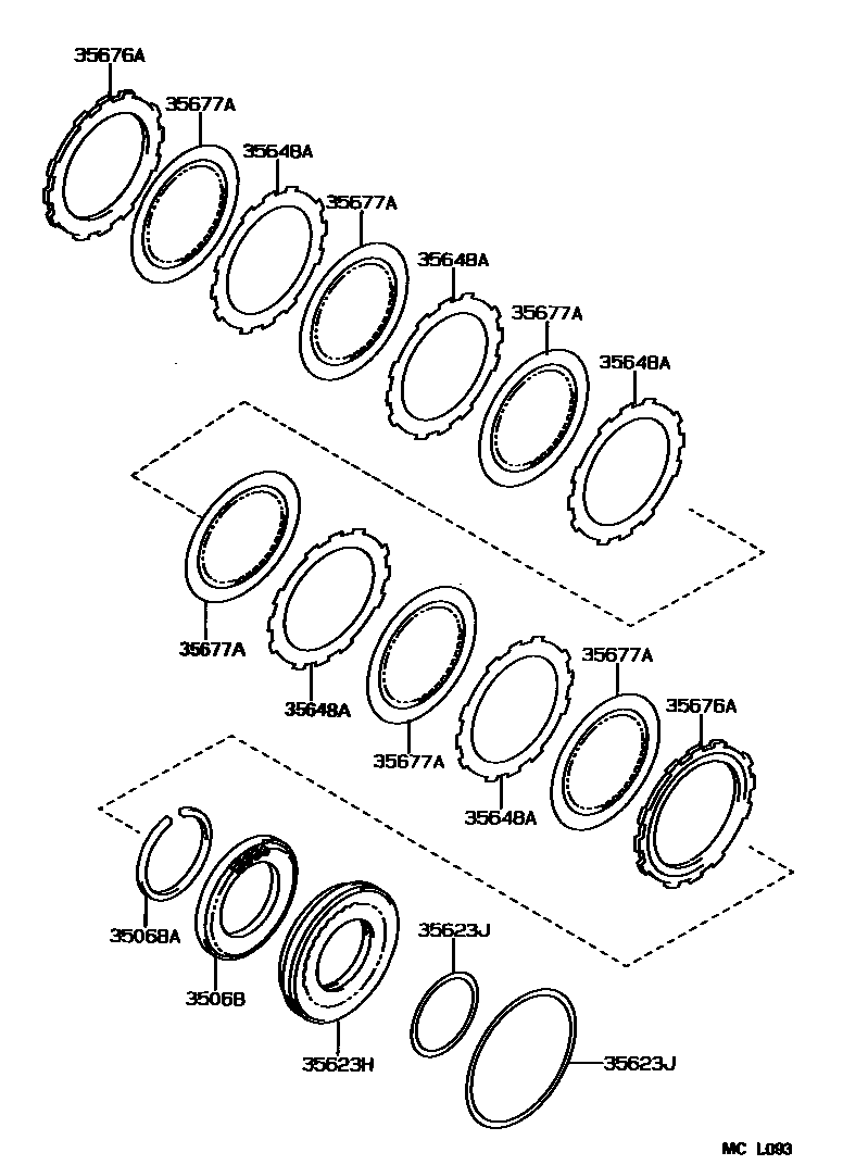 Toyota COROLLA 3号制动器、一档和倒档制动器(ATM) EPC diagram — MCL093