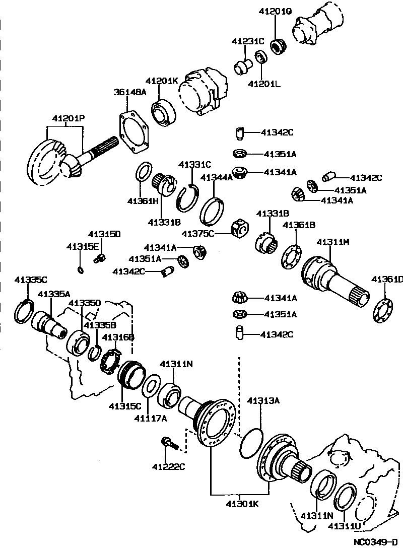 Toyota COROLLA Transfer Gear EPC diagram — NC0349D