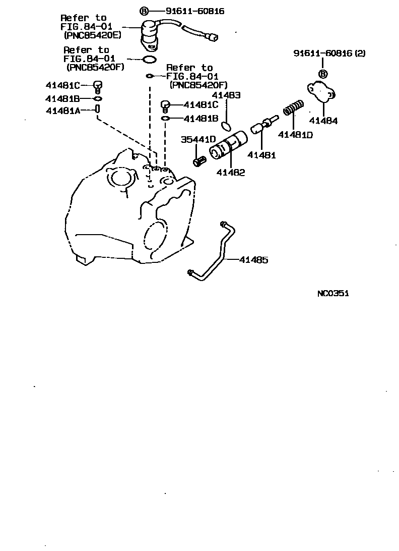 Toyota COROLLA 分动器阀体和阀杆 EPC diagram — NC0351