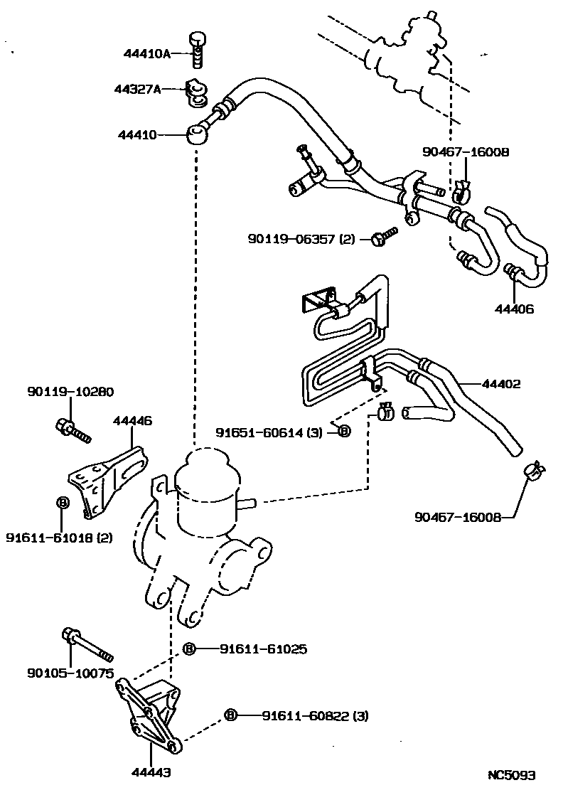 Toyota COROLLA 动力转向配管 EPC diagram — NC5093