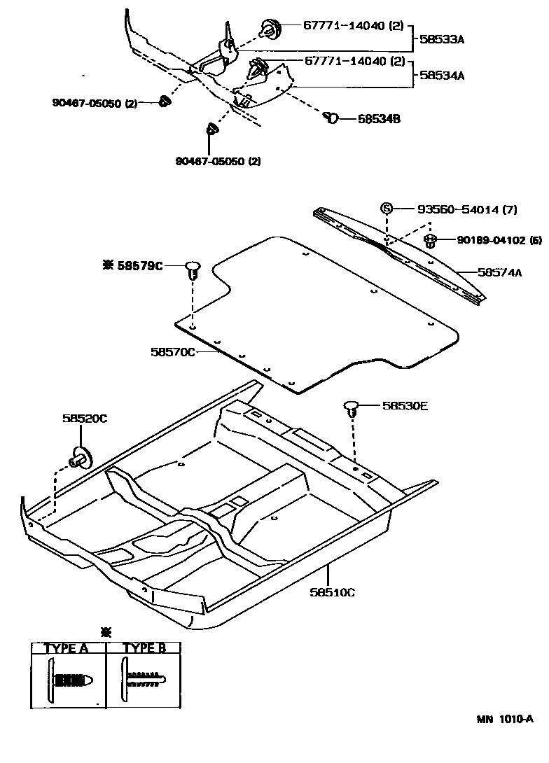 Toyota COROLLA 地板垫和地毯 EPC diagram — MN1010A