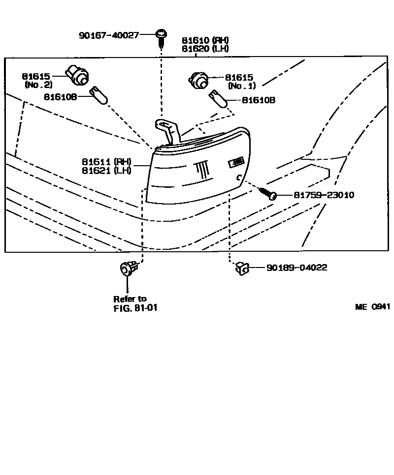 Toyota COROLLA 前示宽灯 EPC diagram — MEQ941