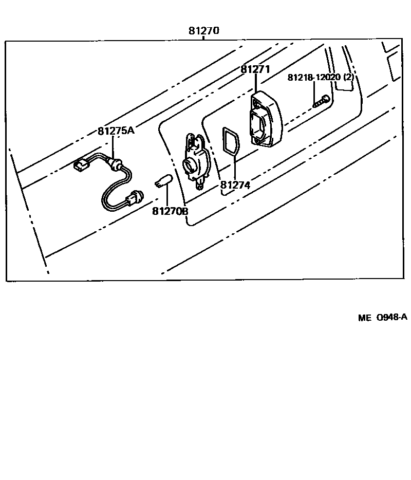 Toyota COROLLA 后牌照灯 EPC diagram — MEQ948A