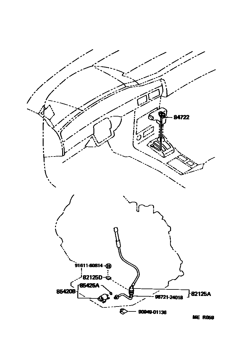 Toyota COROLLA 超速档和电子控制变速器 EPC diagram — MER059