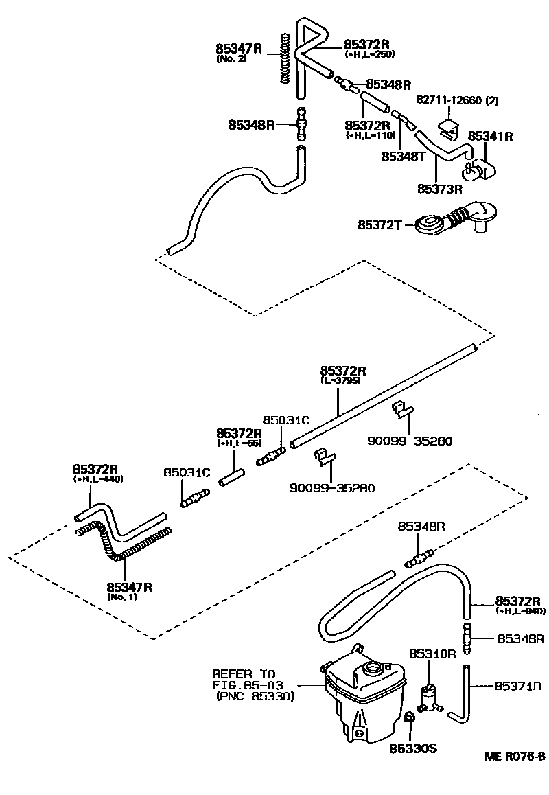 Toyota COROLLA 后清洗器 EPC diagram — MER076B
